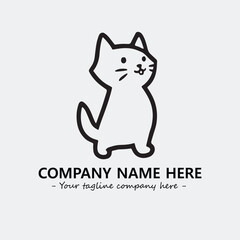 Cat illustration black and white for logo company vector image