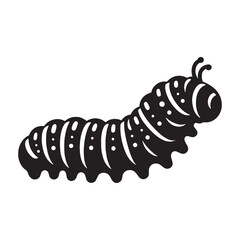 Peaceful Caterpillar silhouette, content in its journey of growth – Caterpillar illustration – Caterpillar vector – Insect silhouette


