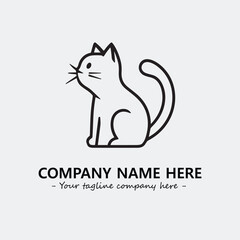 Cat illustration black and white for logo company vector image