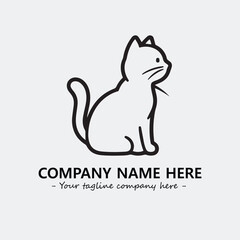 Cat illustration black and white for logo company vector image