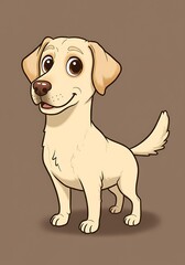 Fototapeta premium Adorable cartoon yellow lab puppy happy expression brown background simple style cute dog