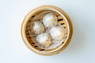 Steamed dumplings in bamboo steamer (1)