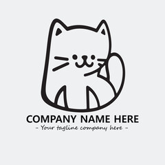 Cat illustration black and white for logo company vector image