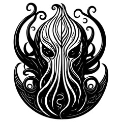 Stylized Octopus Depiction in Detailed Blackwork