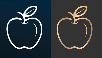 A unique and attractive gold colored apple logo vector image on a black and white background