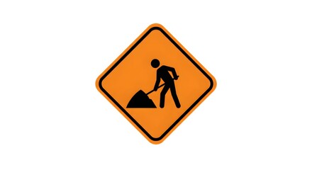 Obraz premium Construction zone ahead sign road work and repair warning maintenance in progress