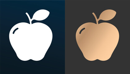 A unique and attractive gold colored apple logo vector image on a black and white background
