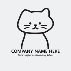 Cat illustration black and white for logo company vector image