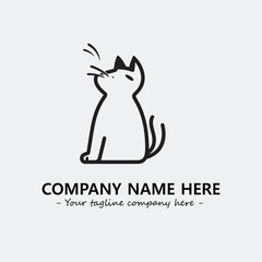 Cat illustration black and white for logo company vector image