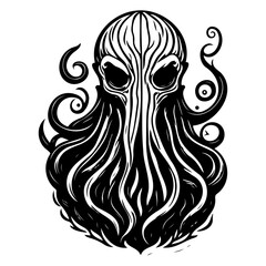 Monochrome Haunting Creature Art Illustration