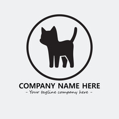 Cat illustration black and white for logo company vector image