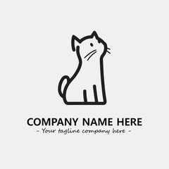 Cat illustration black and white for logo company vector image