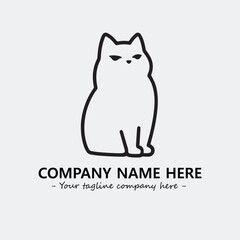 Cat illustration black and white for logo company vector image
