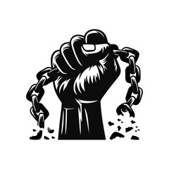 Raised fist logo vector holding the iron chain