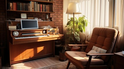 retro computer on desk home