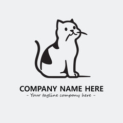 Cat illustration black and white for logo company vector image
