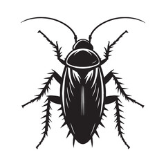 Scurrying Cockroach silhouette, an agile insect of the night – Cockroach illustration – Cockroach vector – Insect silhouette

