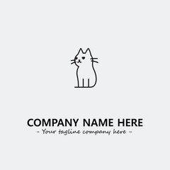 Cat illustration black and white for logo company vector image