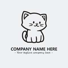 Cat illustration black and white for logo company vector image