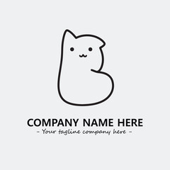 Cat illustration black and white for logo company vector image