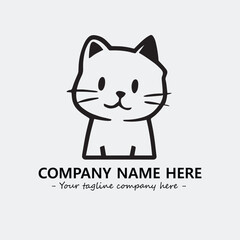 Cat illustration black and white for logo company vector image