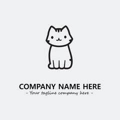 Cat illustration black and white for logo company vector image
