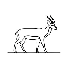 Pronghorn Antelope animal line art flat vector illustration