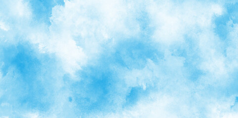 Watercolor illustration art marble painting abstract blue color texture, blue sky with clouds  aquarelle paint blue paper textured canvas perfect light sky blue shades watercolor background.