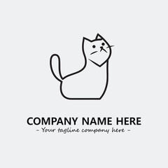 Cat illustration black and white for logo company vector image