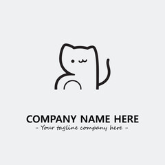 Cat illustration black and white for logo company vector image