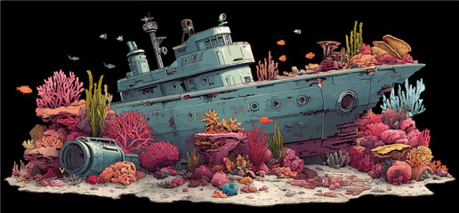 Sunken Shipwreck: A Coral Reef Adventure