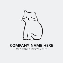 Cat illustration black and white for logo company vector image