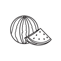 Watermelon Fruit line art flat vector illustration