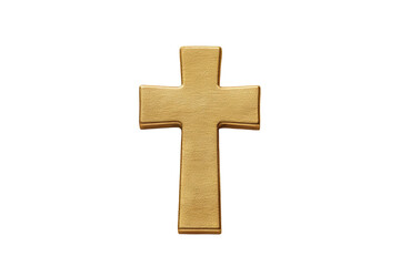 A golden, ornate cross with rough texture is displayed against a pure transparent background. Simple, yet elegant