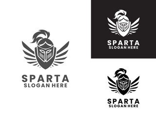 Elegant spartan warrior logo vector template. Spartan with shield and wing logo icon