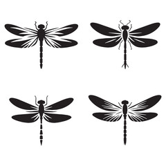 Daring Dragonfly silhouette, swooping gracefully in the air – Dragonfly illustration – Dragonfly vector – Insect silhouette

