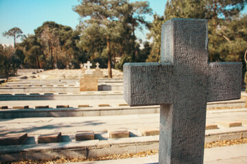 celtic cross in the cemetery, cross in cemetery, Christian graveyard, cross tombstone, Historical...