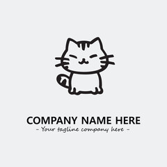 Cat illustration black and white for logo company vector image