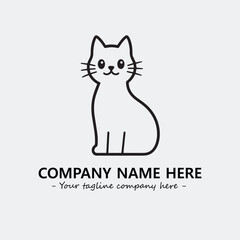 Cat illustration black and white for logo company vector image