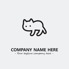Cat illustration black and white for logo company vector image
