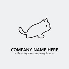 Cat illustration black and white for logo company vector image
