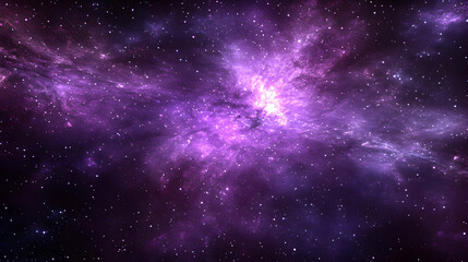 Fototapeta premium Spectacular Deep Space Nebula with Purple Hues and Star Clusters Shining Against a Black Backdrop