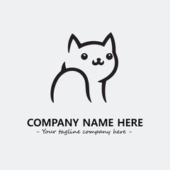 Cat illustration black and white for logo company vector image