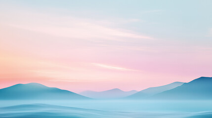 Fototapeta premium Minimalist coastal landscape with pastel skies, simple waves, and serene summer mood