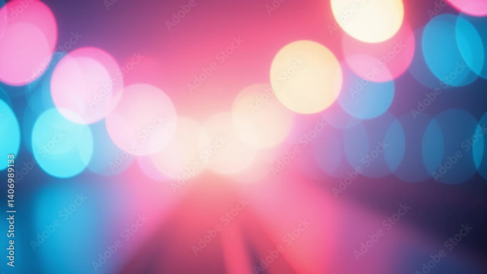 Poster blur neon glow. color light overlay. fluorescent radiance. defocused vibrant pink blue soft flecks t