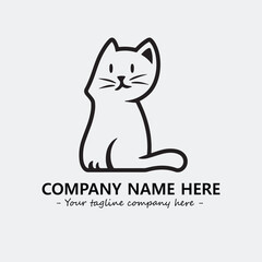 Cat illustration black and white for logo company vector image