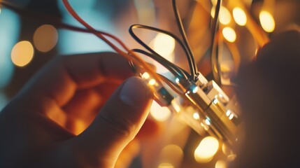 Electrician wiring a home lighting system. Featuring electrical work and home upgrades