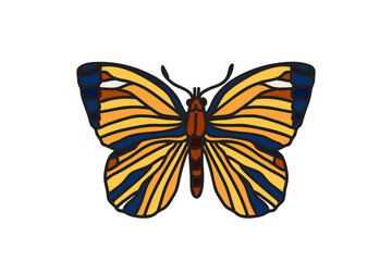 Hand drawn colorful butterfly isolated on white background. Botanical bright butterfly vector illustration.Graphic design element for Birthday Greeting Card Print Fashion Icon Symbol Poster Invitation