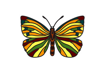 Hand drawn colorful butterfly isolated on white background. Botanical bright butterfly vector illustration.Graphic design element for Birthday Greeting Card Print Fashion Icon Symbol Poster Invitation