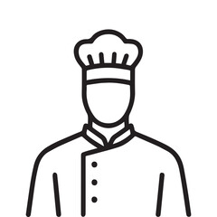 Chef vector outline doodle avatar illustration Silhouette white Background.
